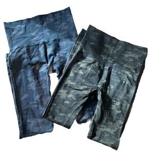 Lot (2) SPANX‎ Look At Me Now Seamless Leggings Womens Small Camo Print